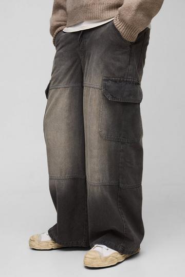 Grey Super Baggy Rigid Cargo Denim Jeans