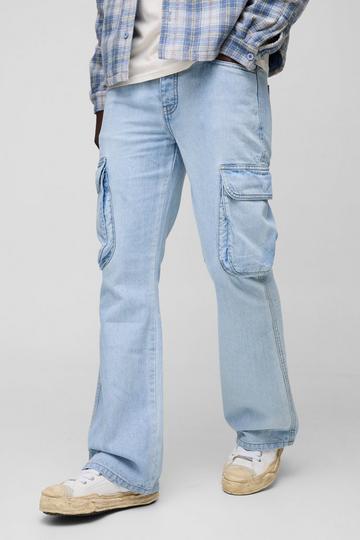 Onbewerkte Baggy Cargo Jeans Met Wijde Pijpen light blue