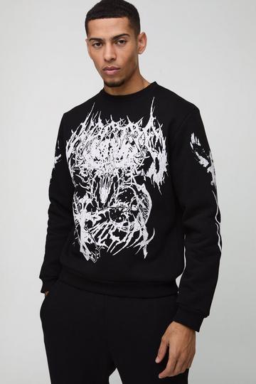 Crew Neck Large Scale Gothic Sweatshirt black