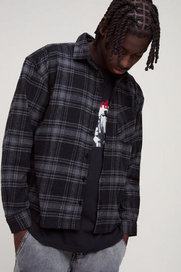 Oversized Heavy Weight Check Overshirt slate