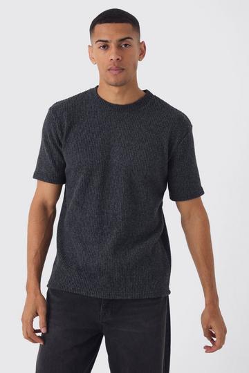 Slim Fit Brushed Knitted T-Shirt grey