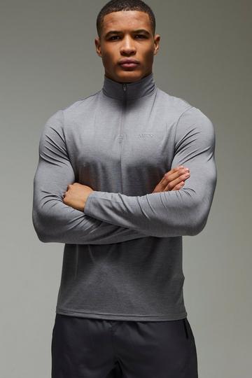 Man Active Ademende Mergel Top Met Korte Rits charcoal