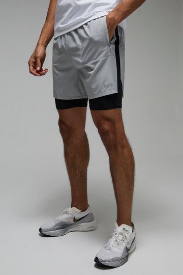 Grey Man Active Stretch 2 in 1 5inch Grid Short