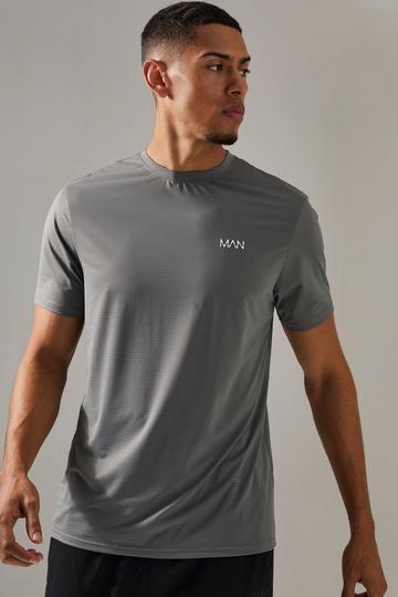 Man Active Grid T-shirt charcoal