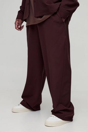 Plus Stretch Woven Relaxed Fit Trousers chocolate