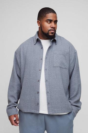 Plus Regular Fit Boucle Overshirt charcoal