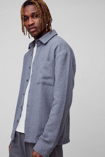 Tall Regular Fit Boucle Overshirt charcoal