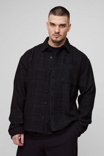 Tall Oversized Fit Boucle Overshirt black