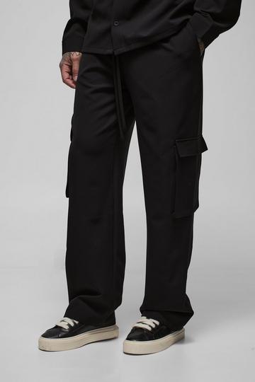 Tall Stretch Woven Relaxed Fit Cargo Trousers black