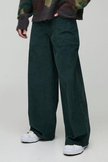 Extreem Baggy Corduroy Broek dark green