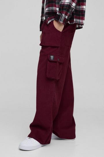 Baggy Corduroy Cargo Trouser burgundy