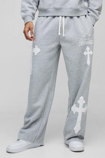 Limited Edition Wide Leg Joggingbroek Met Kruis grey marl