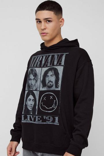 Black Oversized Nirvana License Hoodie