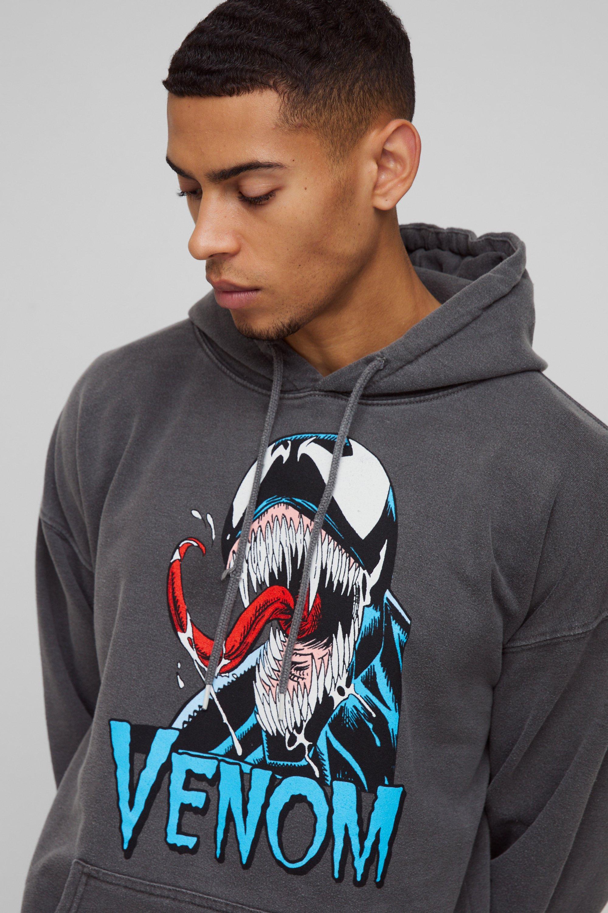 Felpa oversize ufficiale Marvel in lavaggio Venom con cappuccio