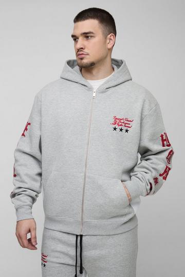 Grey Tall Oversized Boxy Zip Up Homme Hoodie