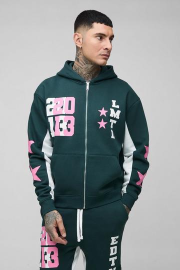 Tall Oversized Boxy Zip Up Limited Hoodie forest