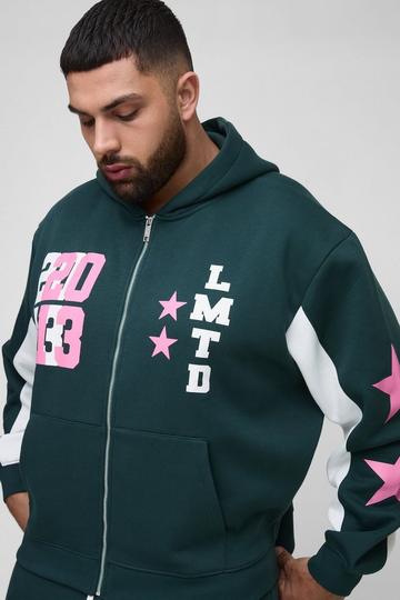 Plus Oversized Boxy Zip Up Limited Hoodie forest