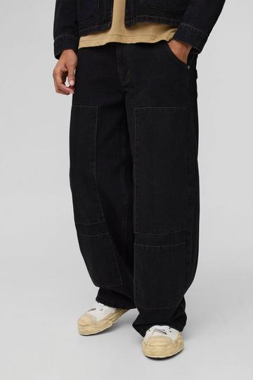 Baggy Carpenter Pocket Denim Jeans washed black