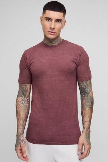 Tall Washed Muscle Fit T-shirt in Chocolate chocolate