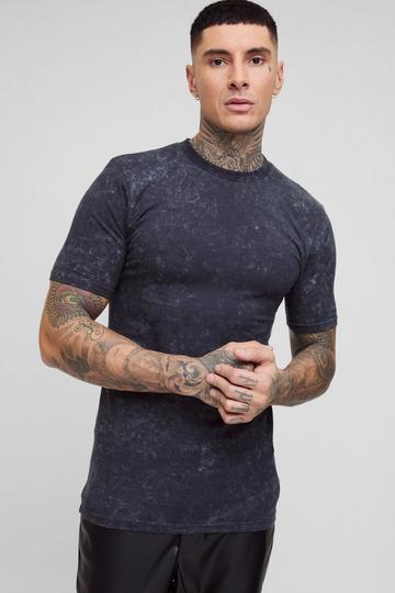 Tall Washed Muscle Fit T-shirt in Black black