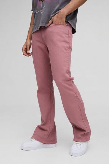 Slim Flared Overdyed Jeans With Let Down Hem mauve