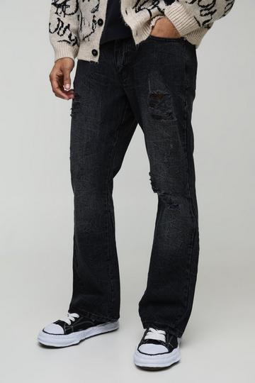 Slim Flared Ripped Washed Jeans charcoal