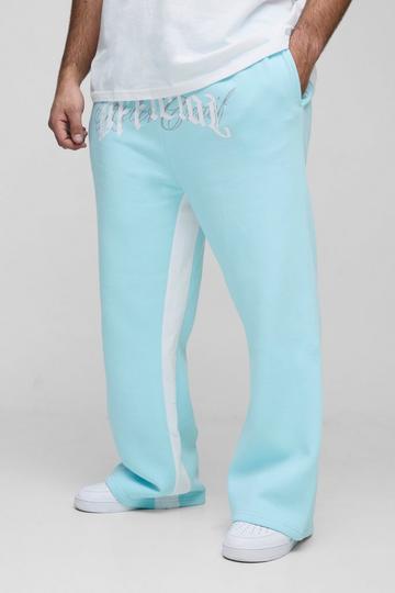 Plus Official Embroidery Relaxed Flare Jogger light blue