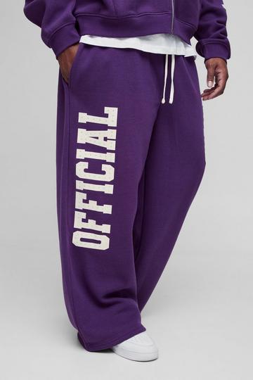 Plus Wide Fit Rhinestone Applique Jogger purple