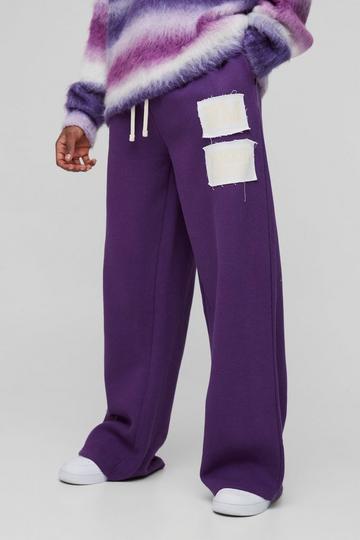 Purple Tall Wide Fit Rhinestone Applique Jogger