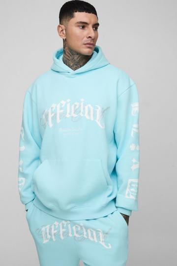 Blue Tall Oversized Official Embroidery Hoodie