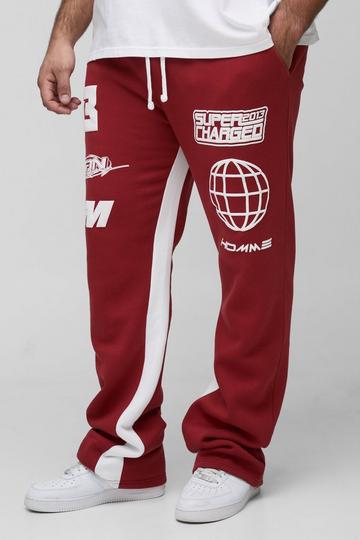 Plus Puff Print Slim Flare Stacked Gusset Jogger red