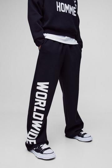 Wide Leg Worldwide Print Jogger black