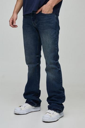 Slim Flared Stacked Washed Jeans antique blue