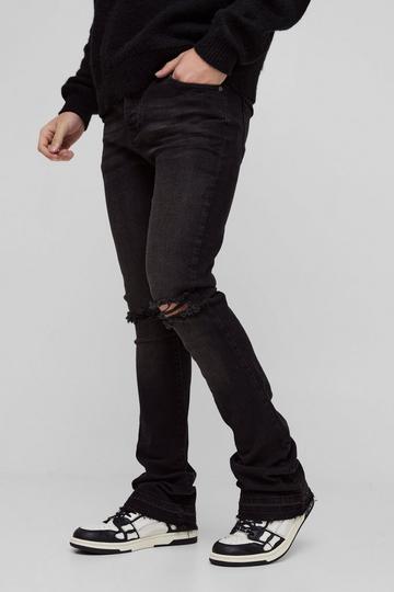 Skinny Stacked Flared Ripped Knee Jeans brown