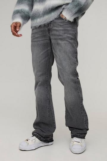 Flared Stacked Monochrome Slim Fit Jeans Met Gusset Detail mid grey