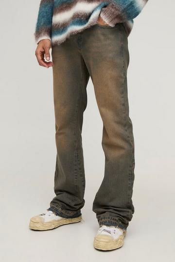 Slim Flared Stacked Tonal Gusset Jeans khaki