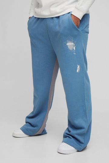 Blue Plus Relaxed Man Paint Splatter Flare Jogger