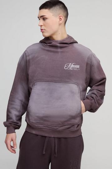 Oversized Boxy Funnel Neck Seam Detail Hoodie coffee