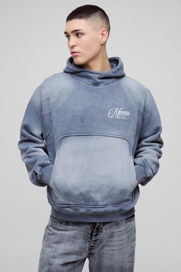 Charcoal Grey Oversized Boxy Funnel Neck Seam Detail Hoodie