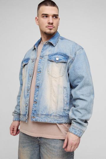 Tall Washed Boxy Oversized Denim Jacket mid wash