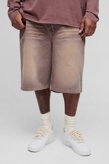 Plus Overdye Relaxed Fit Jorts chocolate