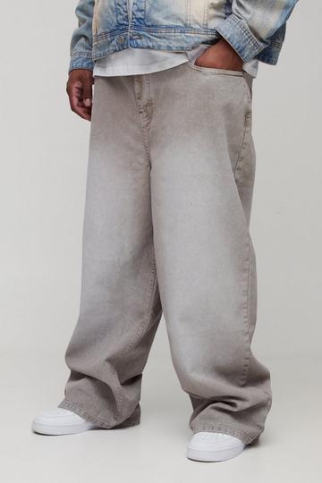 Plus Washed Relaxed Fit Jeans taupe