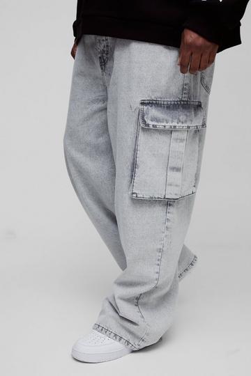 Plus Baggy Cargo Ice Wash Jeans ice grey