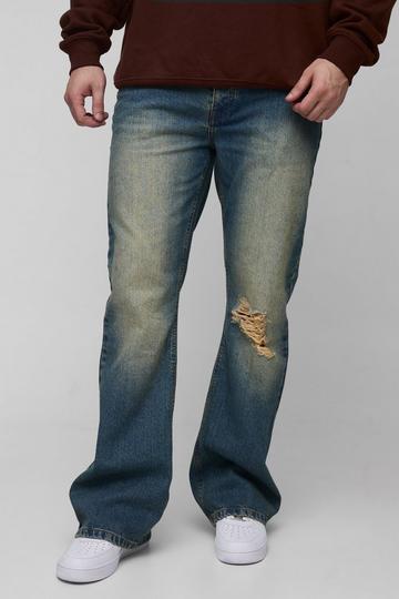 Green Tall Tinted Ripped Rigid Flared Jeans