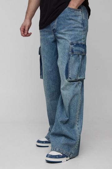 Tall Cargo Parachute Jeans Met Geplooide Taille Detail antique blue