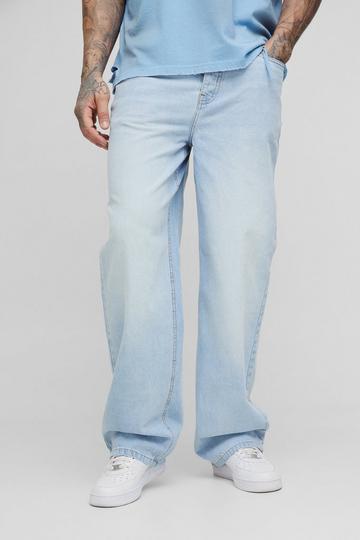 Tall Onbewerkte Baggy Jeans Met Geplooide Taille light wash