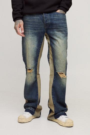 Tall Relaxed Rigid Flare Knee Rip Jeans antique wash