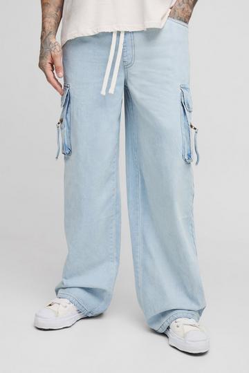 Tall Onbewerkte Baggy Cargo Jeans light blue