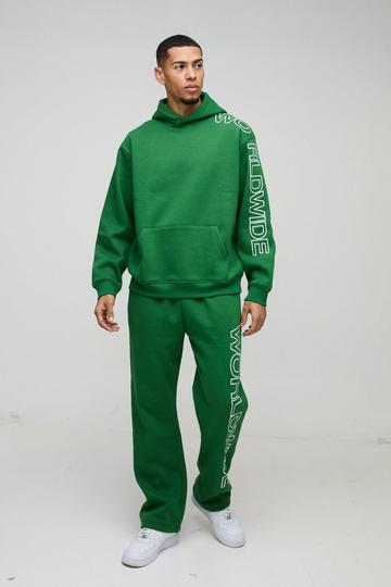 Oversized Worldwide Hooded Tracksuit green