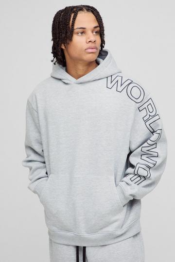 Oversized Worldwide Hoodie grey marl